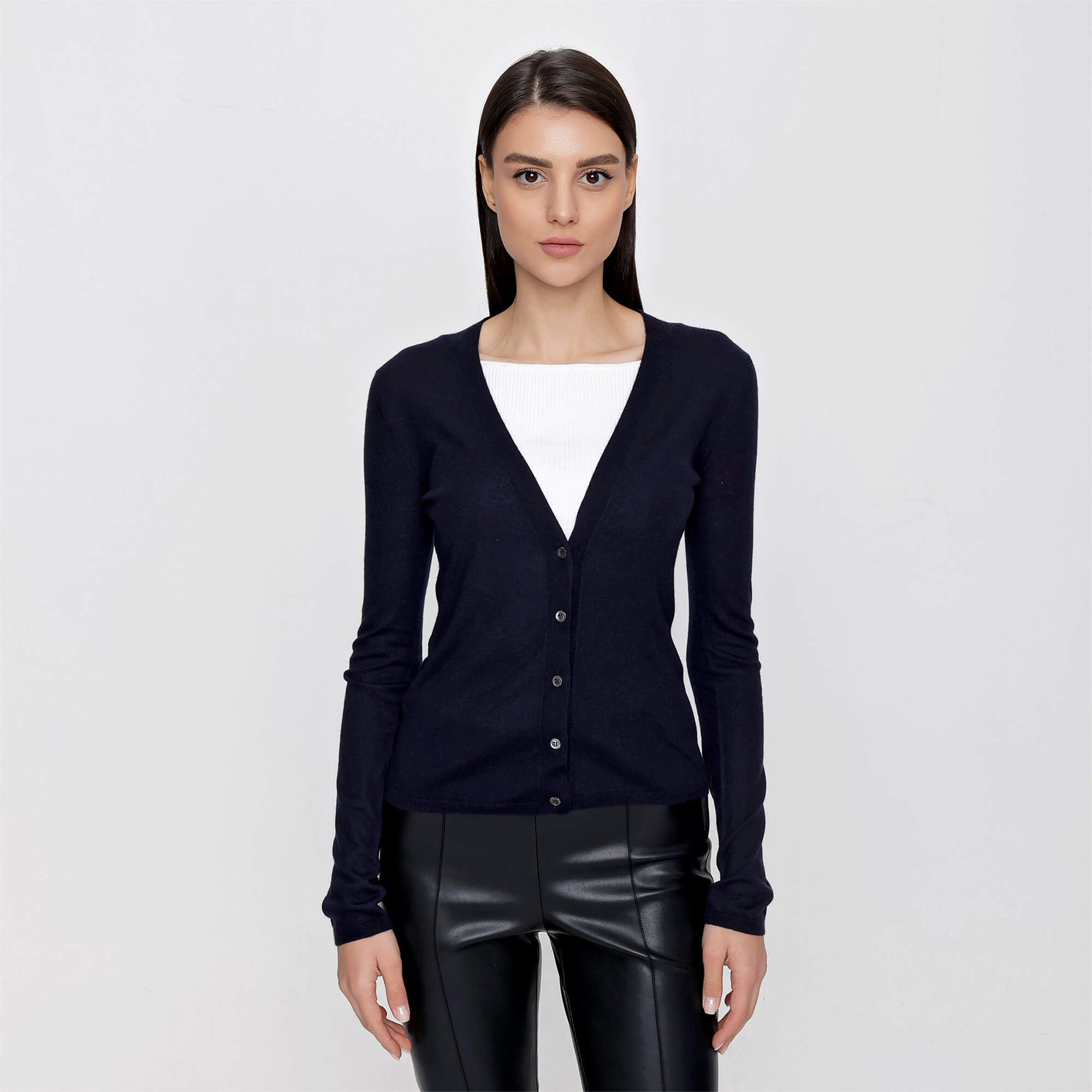 Miu Miu - Navy Blue V Neck Cardigan 